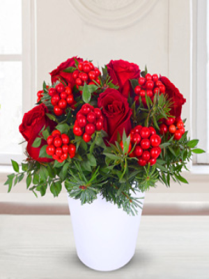  Malatya Çiçek Siparişi - Yeni Yıl Aranjmanı Kokina ve Kırmızı Gül