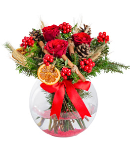  Malatya Çiçekçiler - Kokinalar Kırmızı Güller Kozalaklar